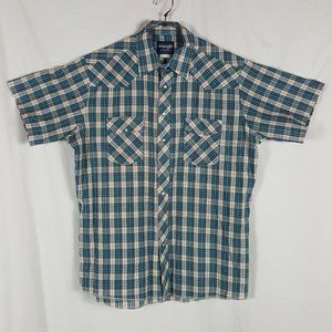 Vtg 90s Wrangler Western Pearl Snap Shirt Plaid